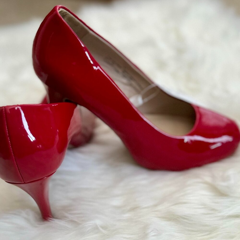 Brand New Red Patent Faux-Leather Pumps (No Box)